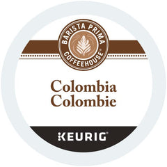 Barista Prima Colombia K-Cups pack side view, easy kitchen storage.