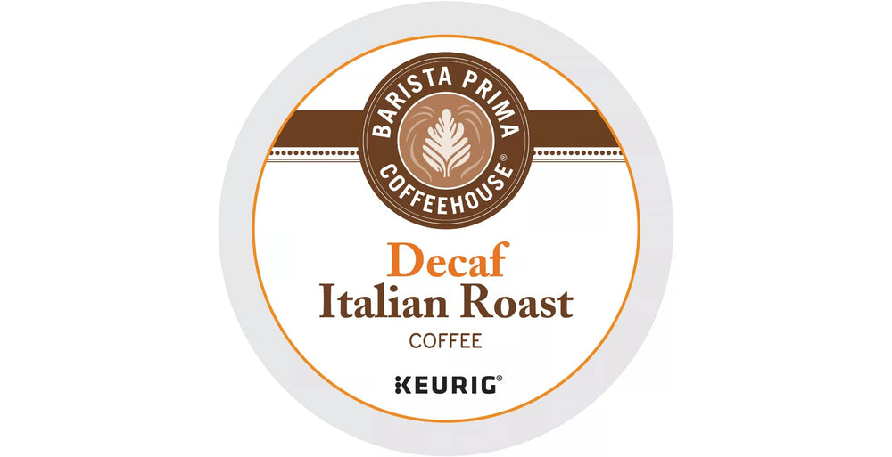 Barista Prima Decaf Italian Roast KCup box ready for easy single-serve brewing