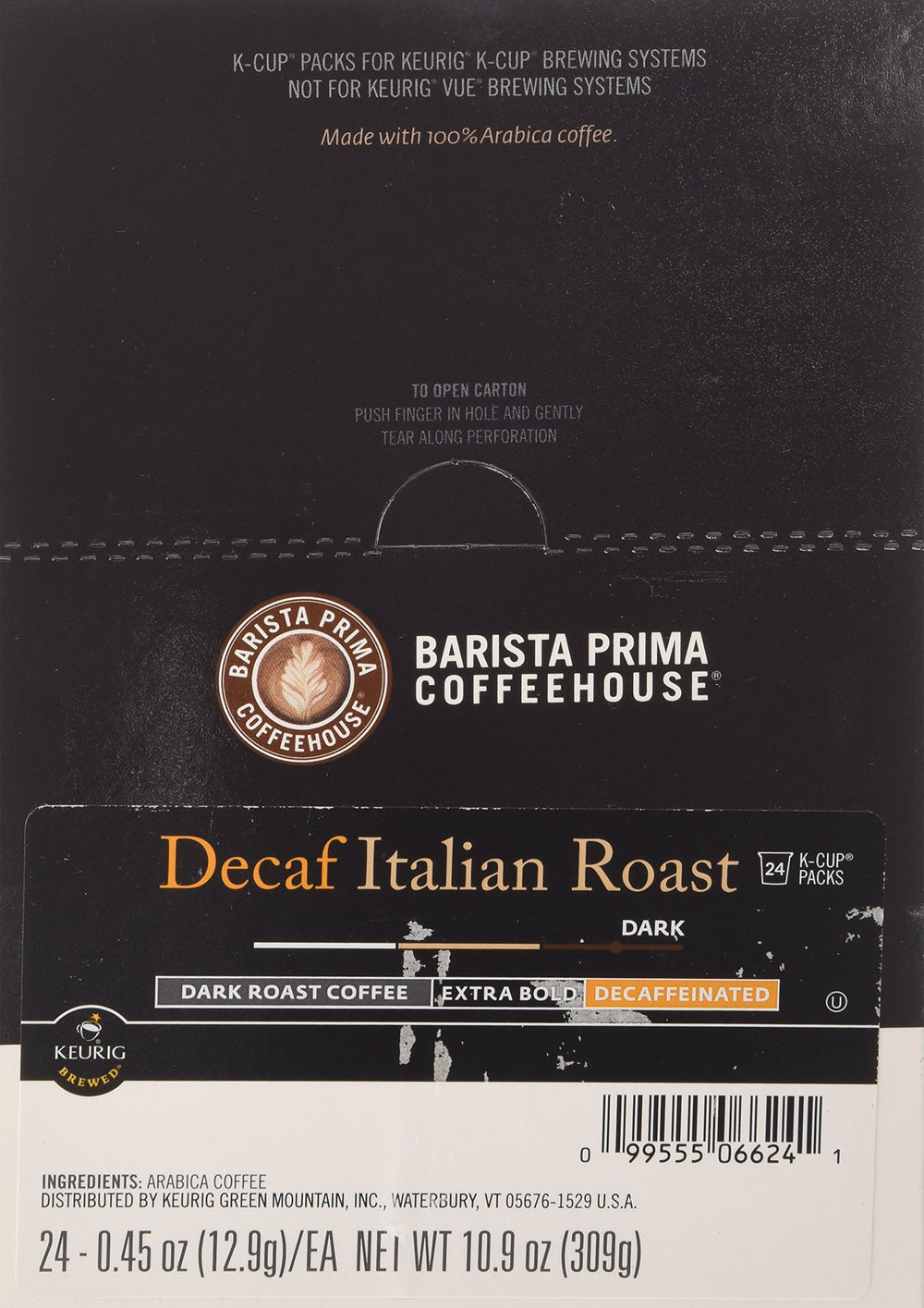 Barista Prima Decaf Italian Roast rich crema in a cup