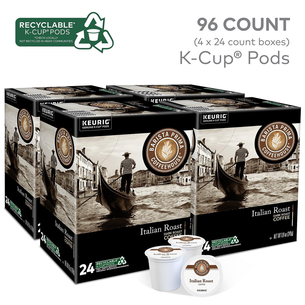 Barista Prima Italian Roast pods closeup emphasizing rich aroma for daily indulgence.