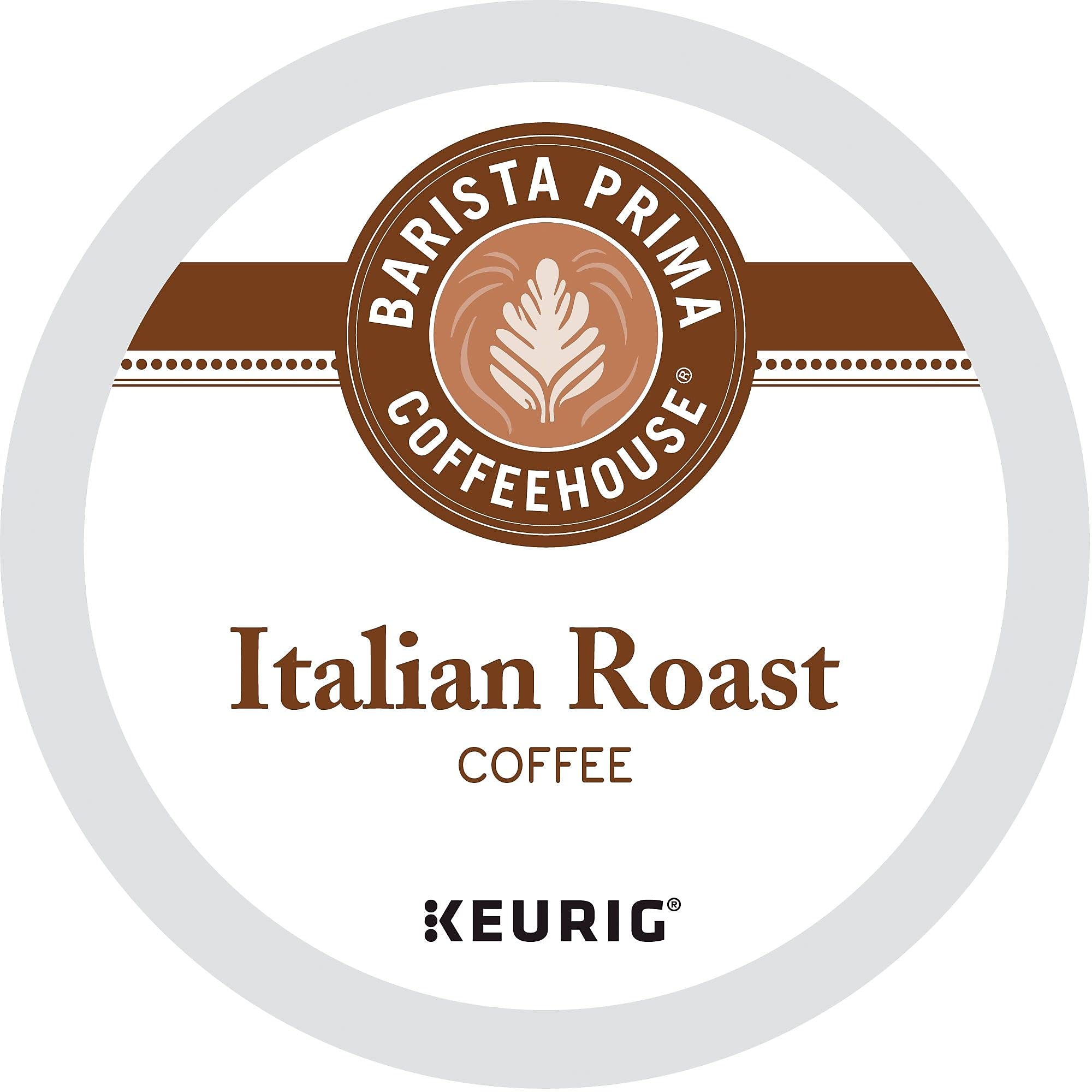 Barista Prima Italian Roast pods packshot highlighting bold flavor for a strong morning brew.