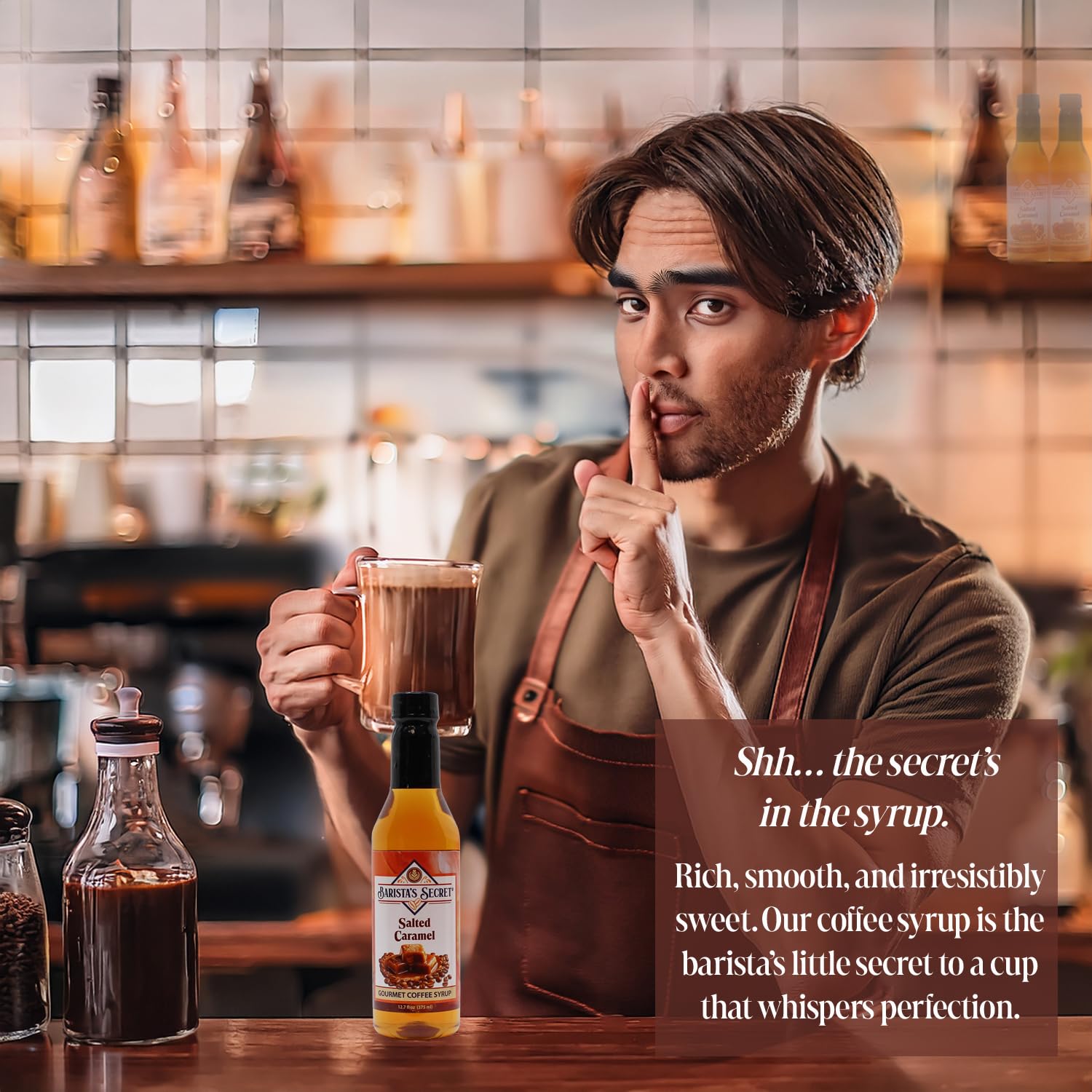 Barista's Secret Brown Sugar Cinnamon bottle pour warms breakfast drinks