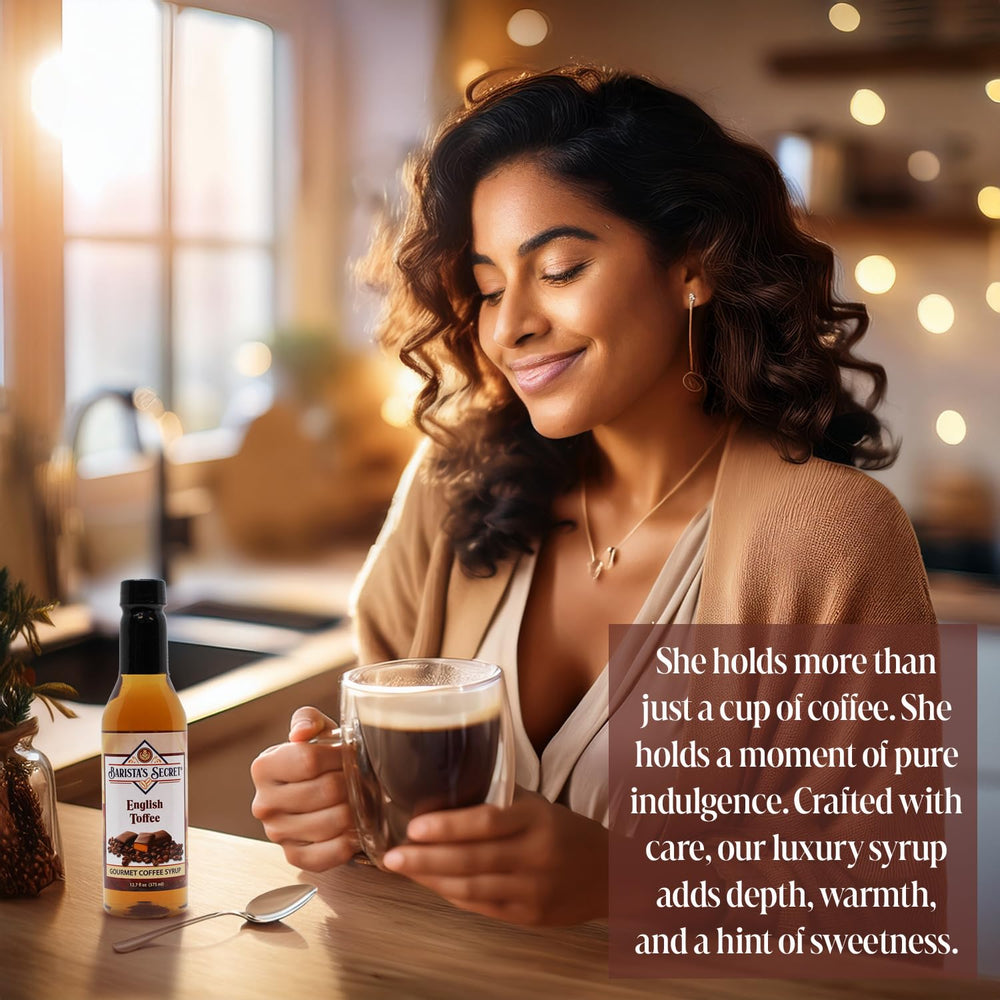 Barista's Secret Heavenly Hazelnut bottle pour complements creamy cappuccinos