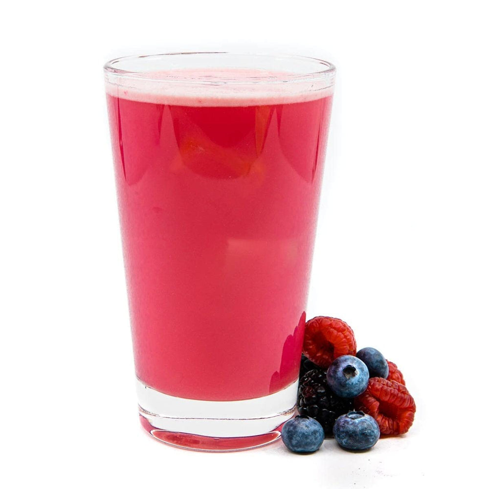 BariWise Protein Fruit Drink Wildberry glass serving illustrating low-calorie option