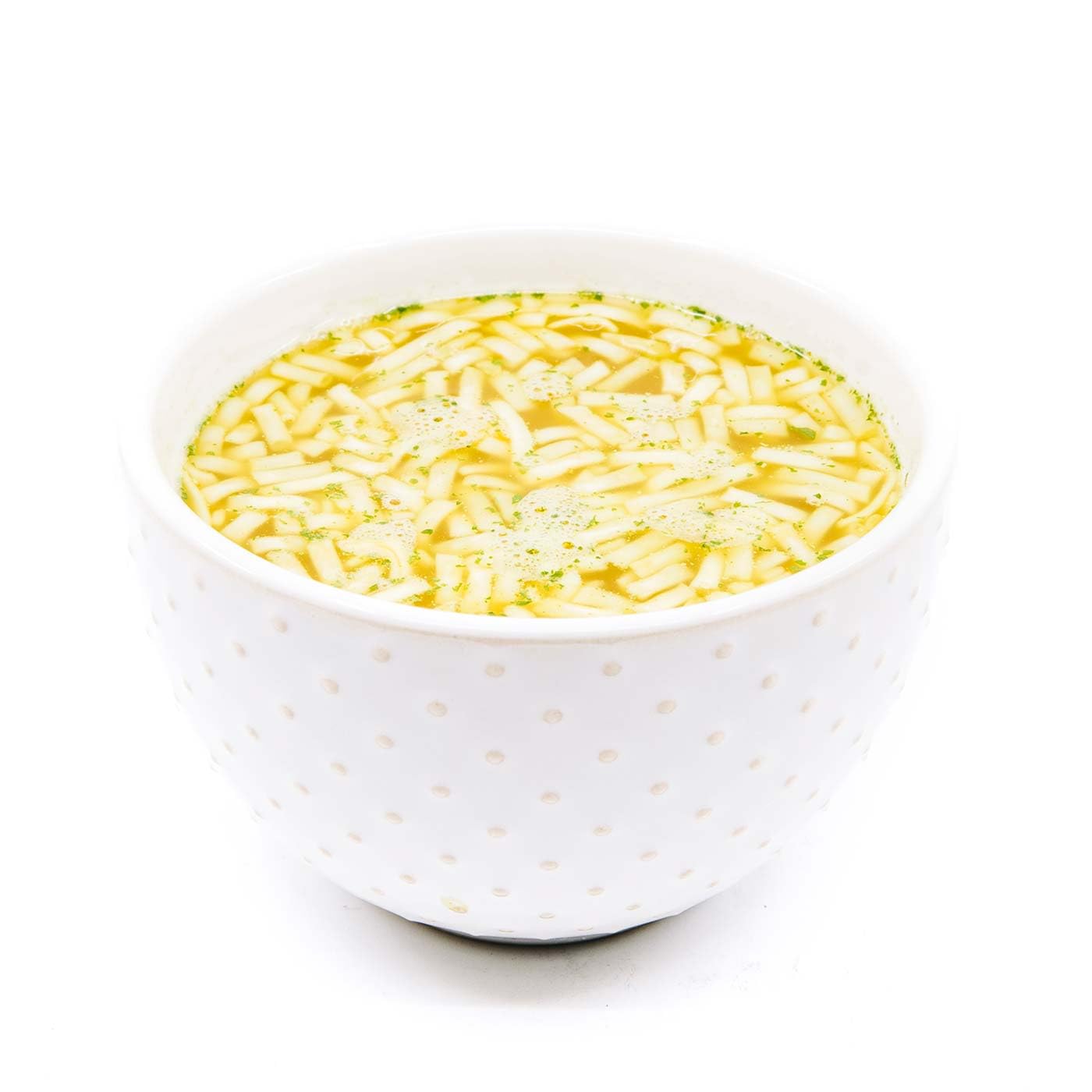 BariWise ready-to-serve bowl features warm chicken noodle soup.
