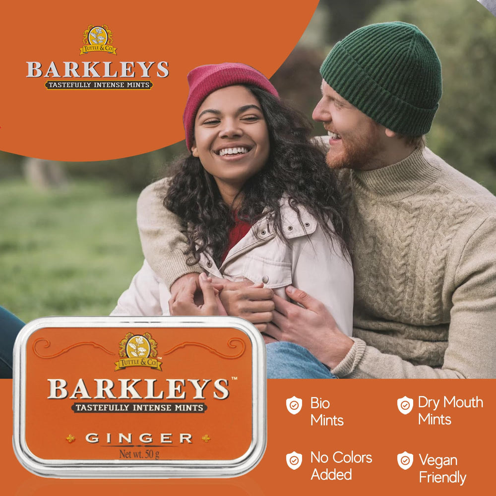 Barkleys Ginger Breath Mints after-dinner use indicates minty breath refresh.