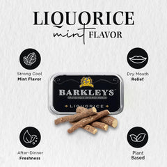 Barkleys Liquorice Breath Mints front packaging with vintage tin design.