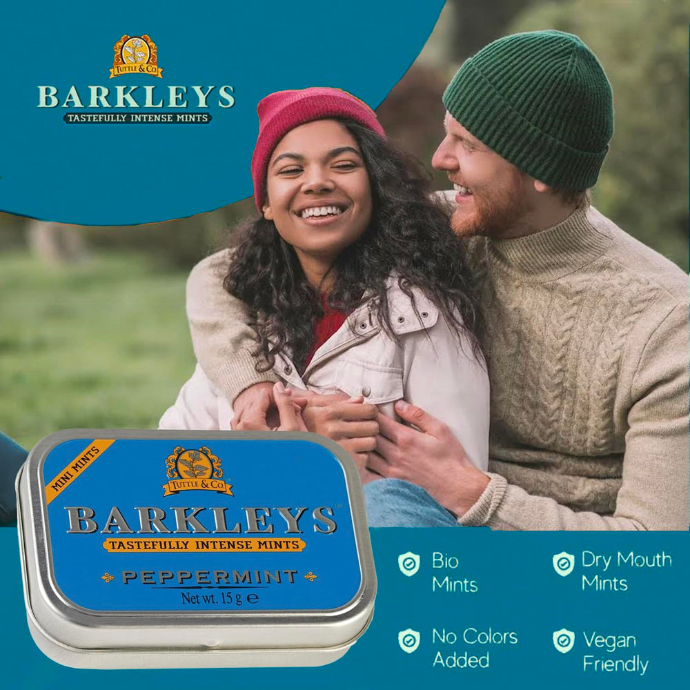 Barkleys Peppermint Breath Mini Mints after-dinner refresh option.