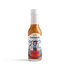 Barnacle Foods Bullwhip Kelp Hot Sauce bottle front, ideal for seafood flavor enhancement.
