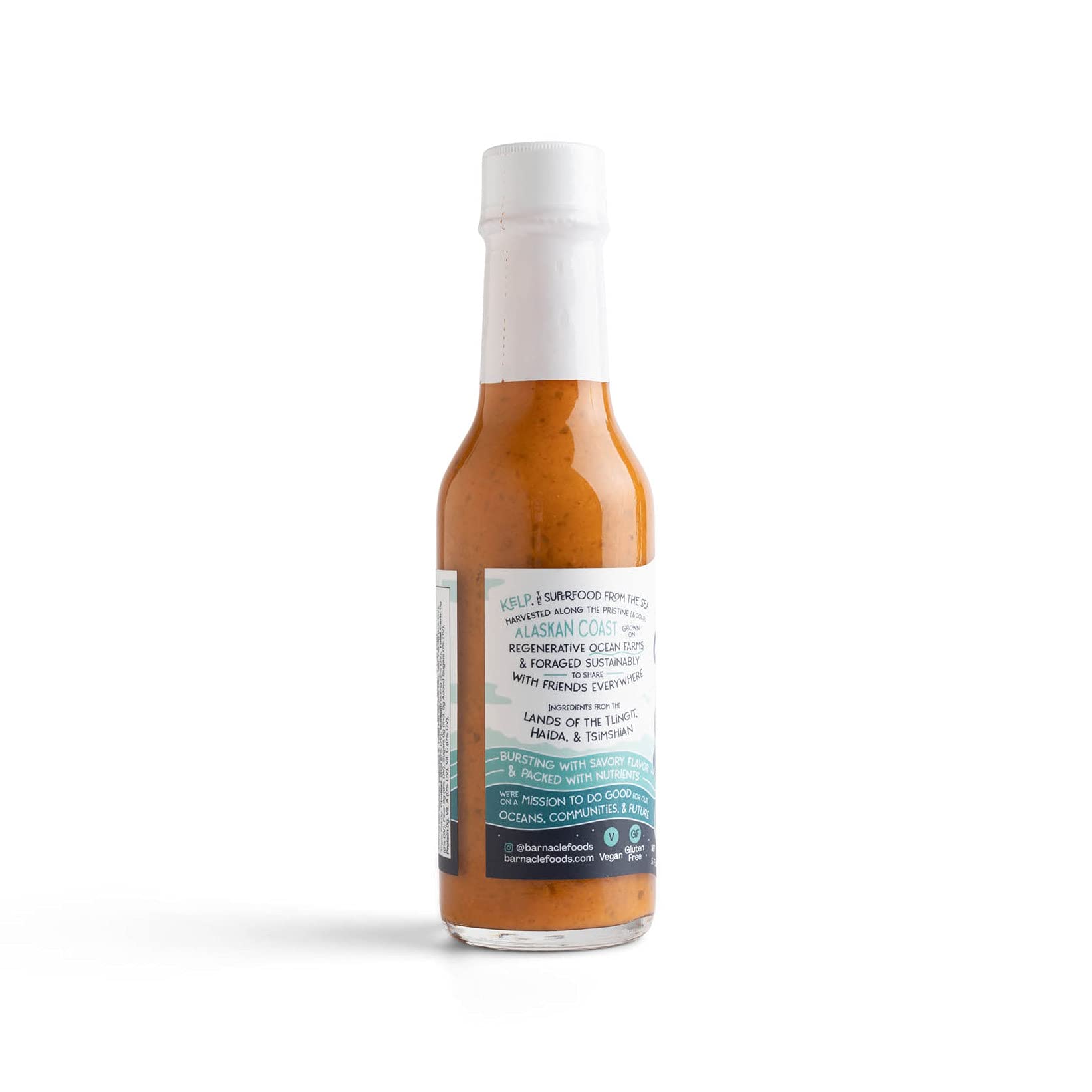 Bullwhip kelp hot sauce with seafood dish brings savory kick.