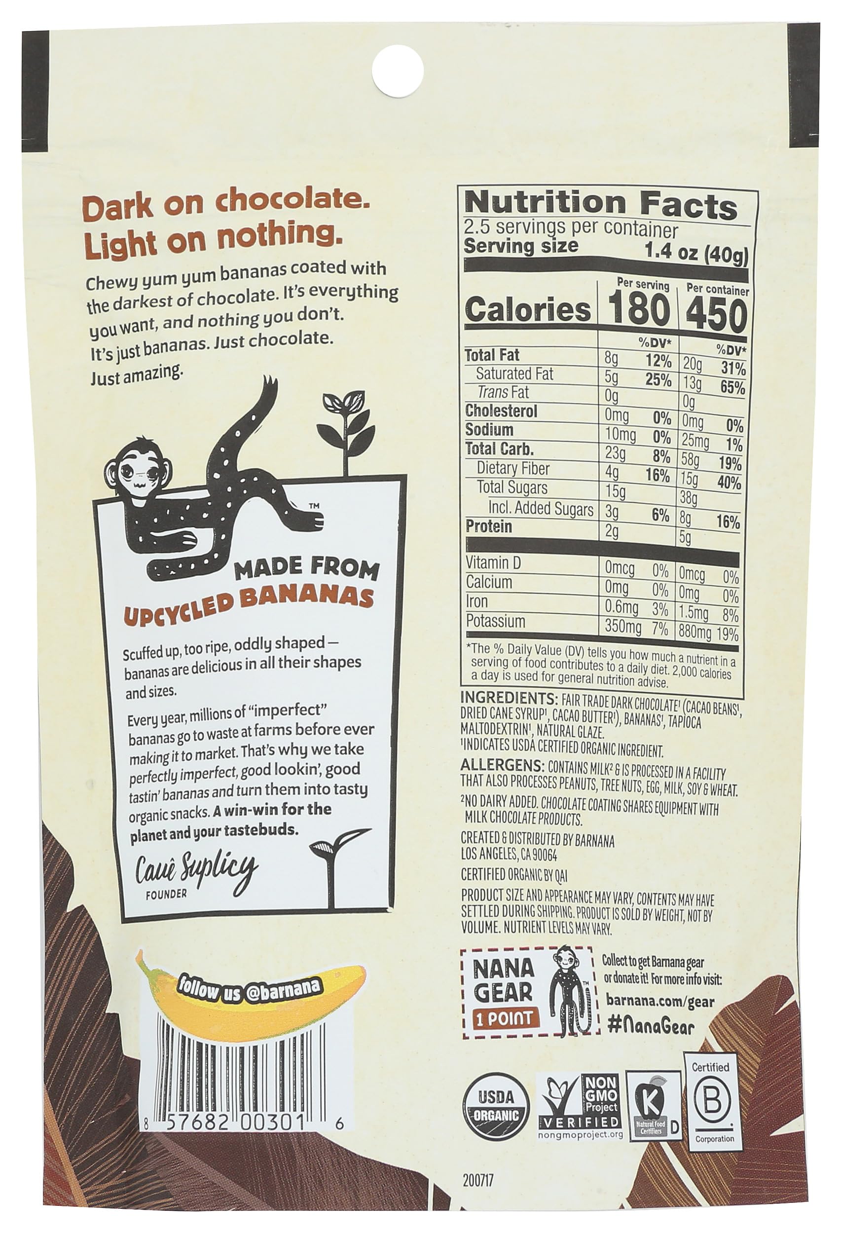 Barnana Dipped Banana Bites packaging ready-for-go snack for busy days