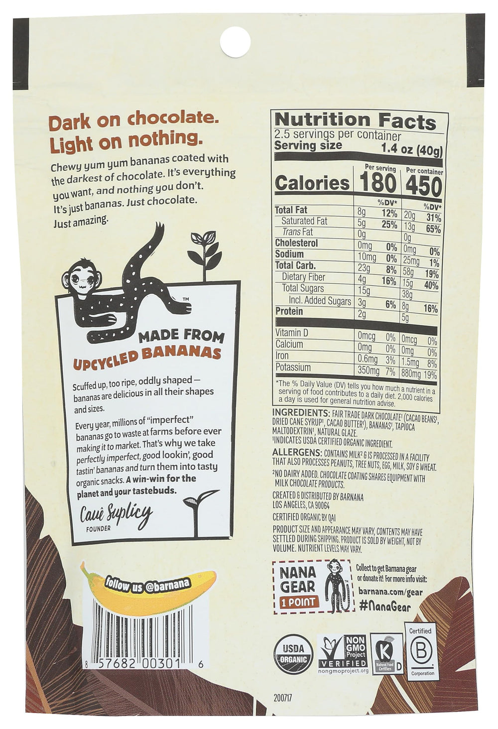 Barnana Dipped Banana Bites packaging ready-for-go snack for busy days