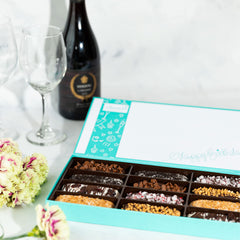 Barnetts dark chocolate-dipped biscotti offering premium indulgence.