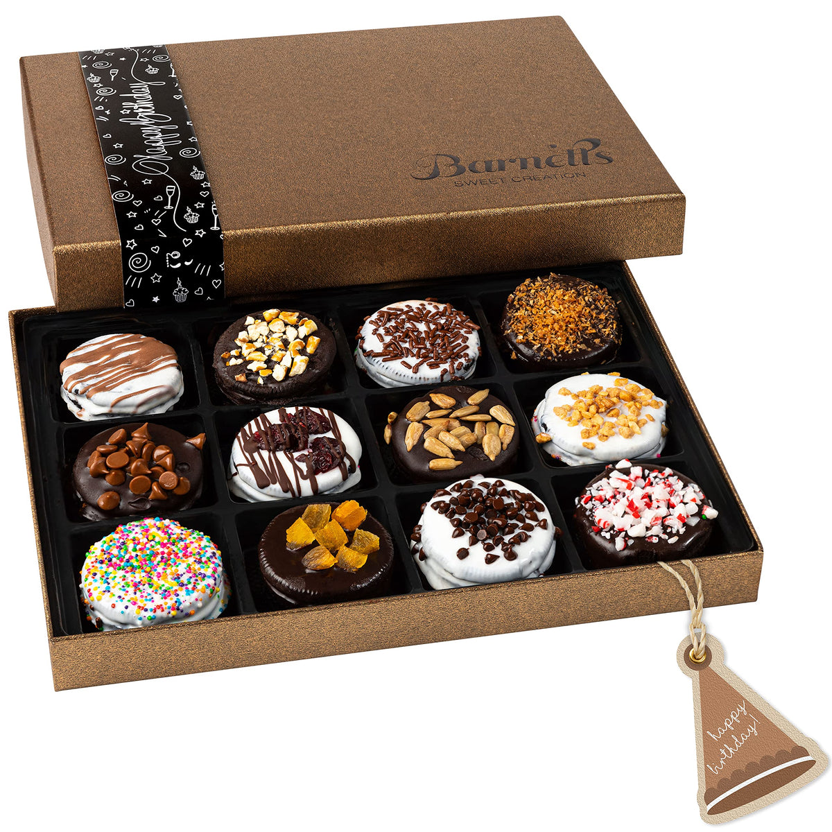 Barnetts Happy Birthday Gift Basket for Women with premium cookies and toppings