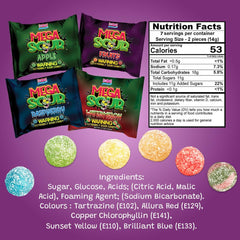 Barnetts Mega Sour Apple 4-pack packaging highlights bold flavor for celebrations.