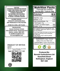 Barnetts Mega Sour Apple sour coating closeup emphasizes 20 second zing.