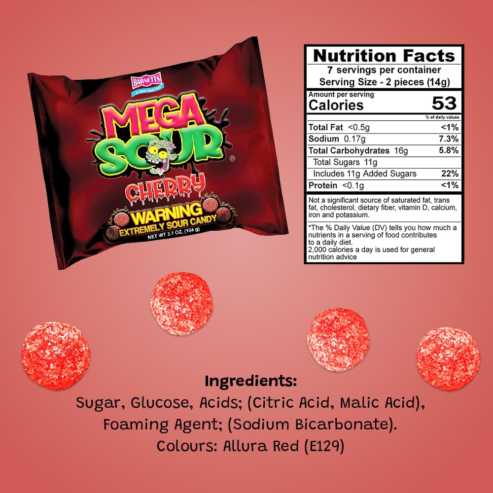 A bite-sized, shareable Barnetts Mega Sour Cherry treat