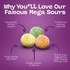 Assorted Mega Sour Fruits on a plate showcase juicy centers ready to be savored.