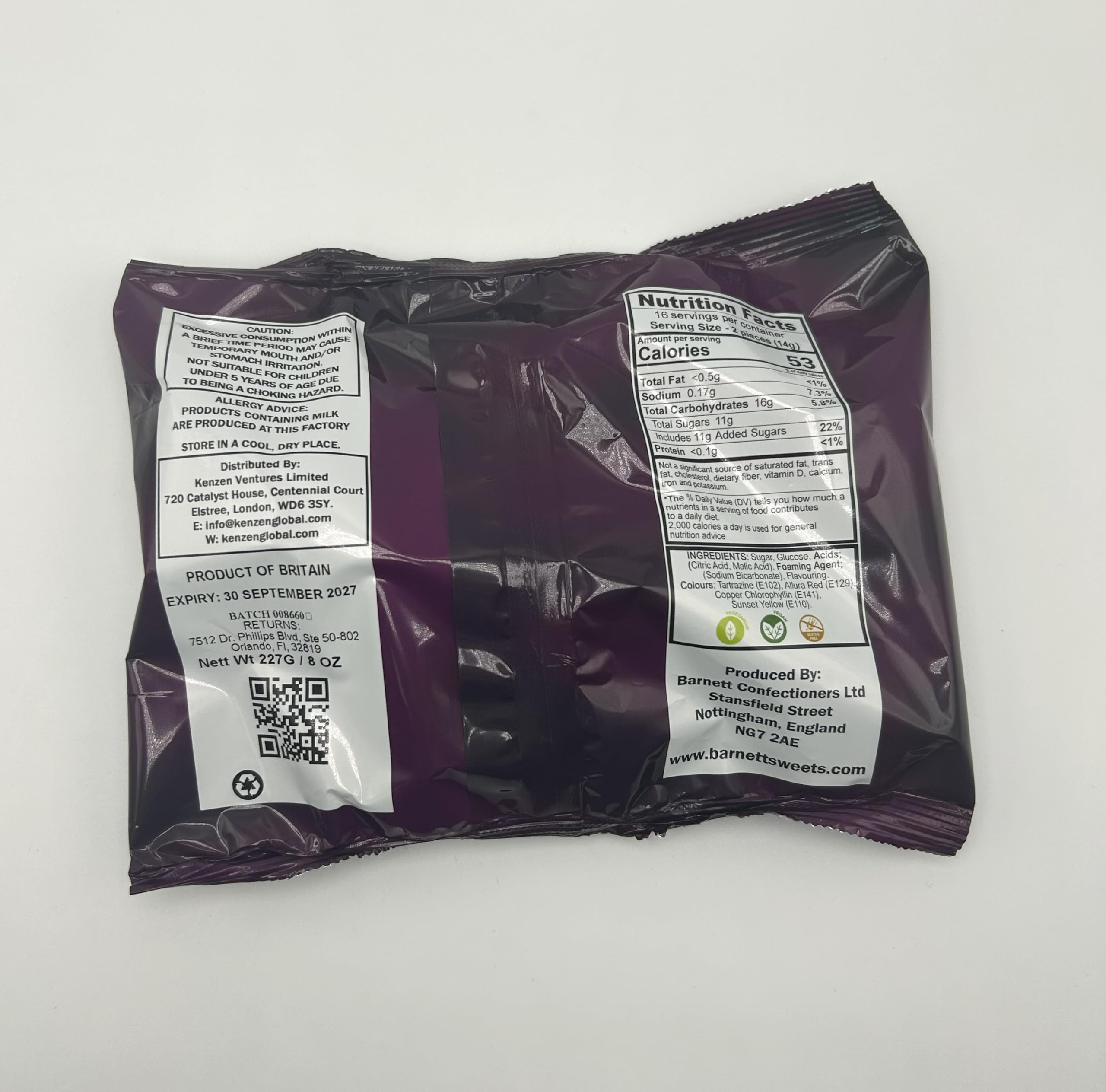 Barnetts Mega Sour Fruits party bag ready for a zingy treat.