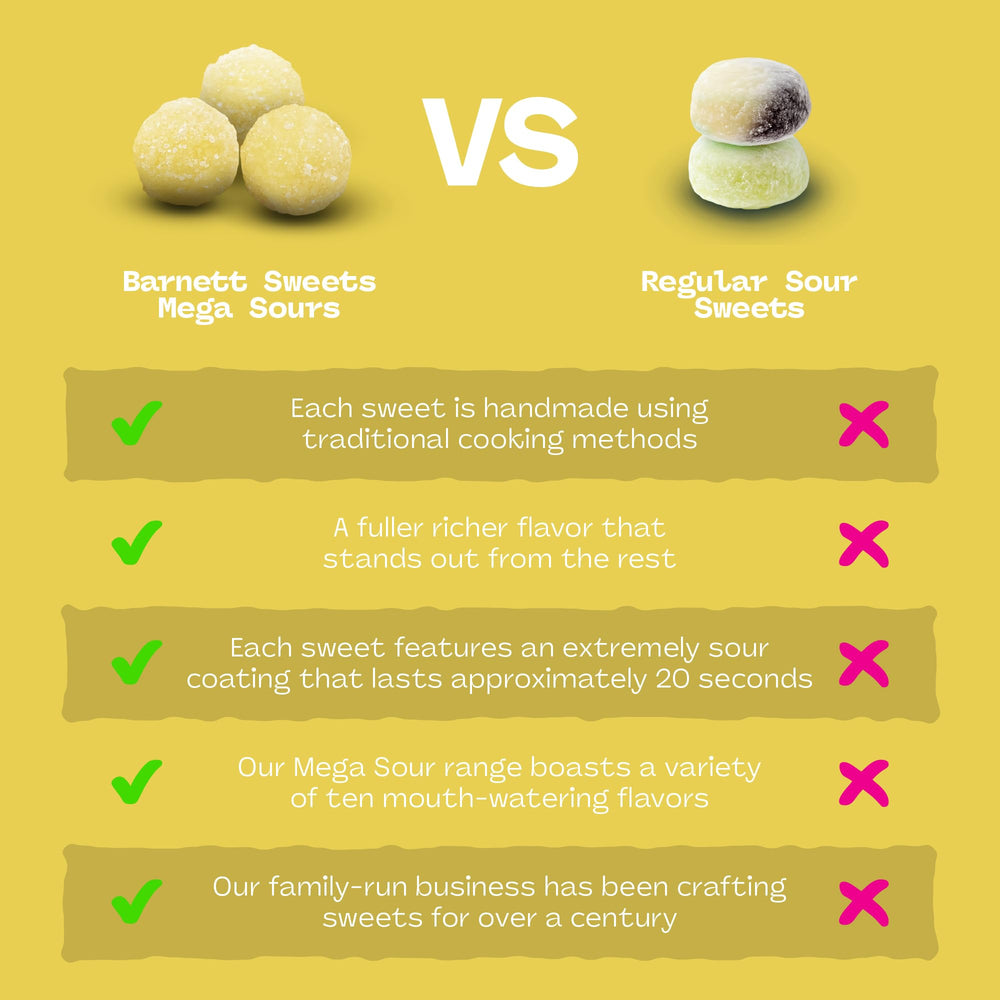 Barnetts Mega Sour Lemon wrapped candies present a premium gift option