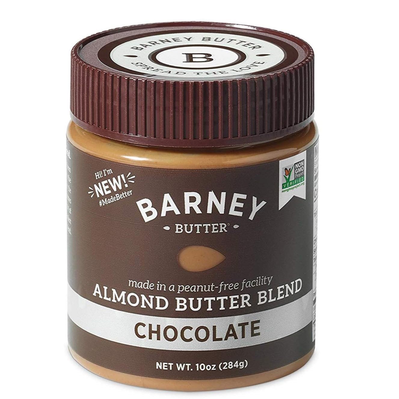Barney Butter almond butter chocolate jar offers ultra-smooth spreadability for sandwiches.