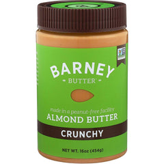 Barney Butter Crunchy Almond Butter jar showing texture, ideal for spreading on toast