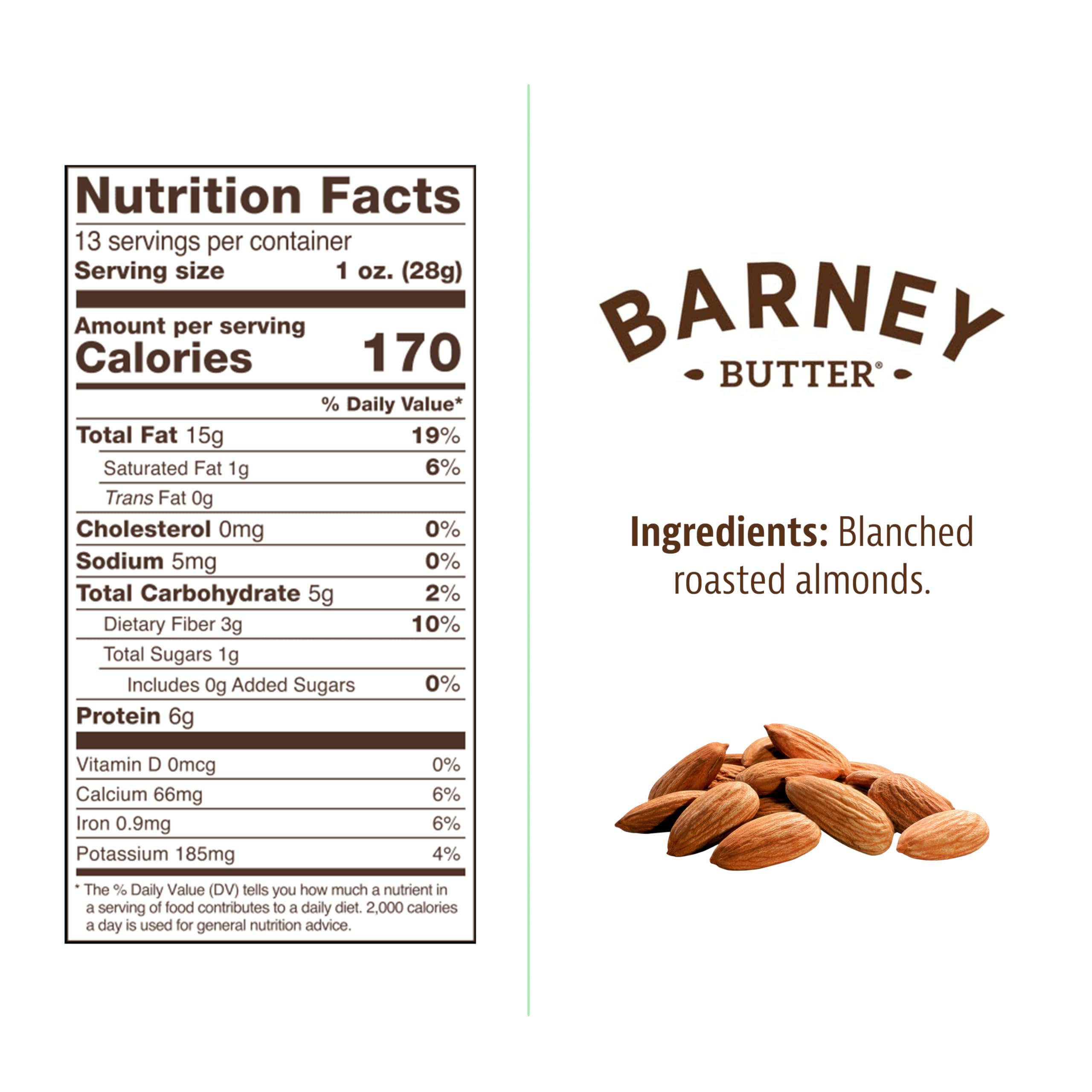 Barney Butter almond flour close-up of skin-free California almonds.
