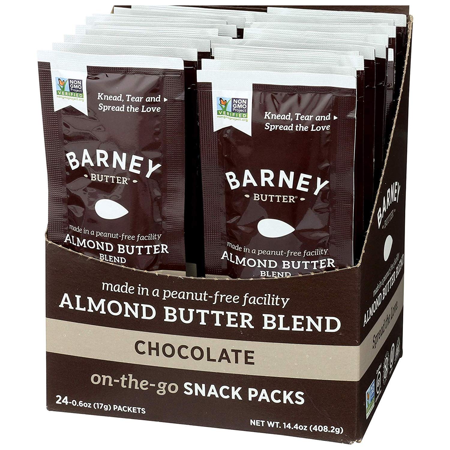Barney Butter Chocolate Almond Butter Snack Pack front view for on-the-go snacking.