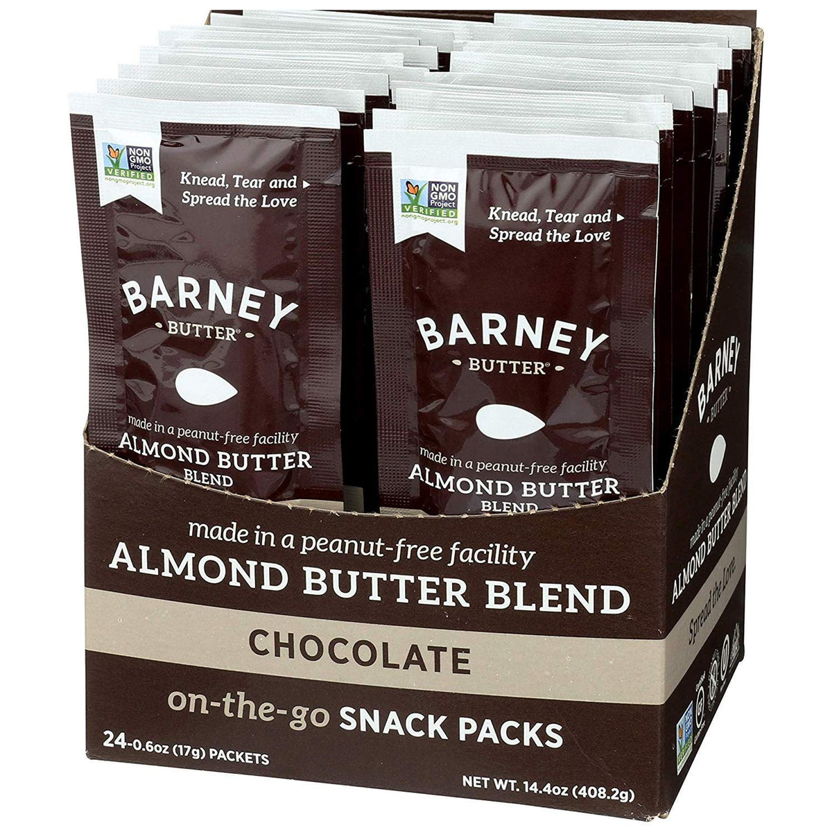 Barney Butter Chocolate Almond Butter Snack Pack front view for on-the-go snacking.