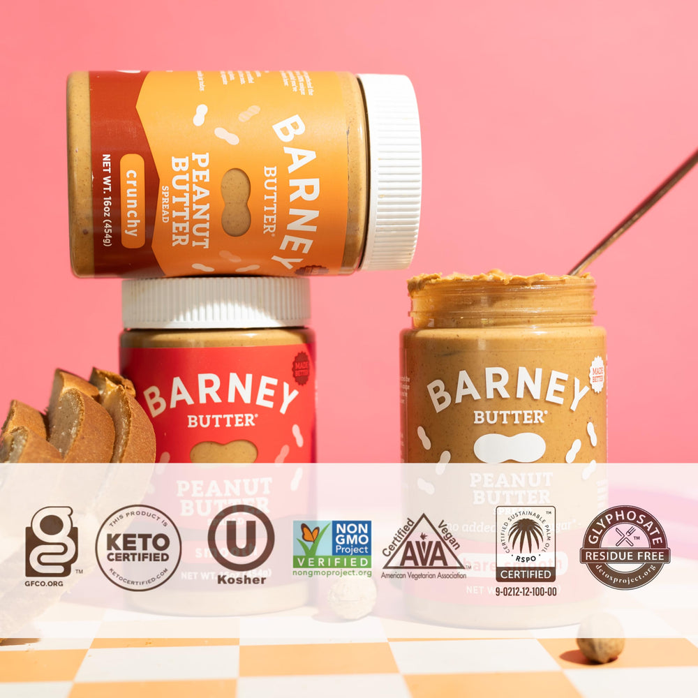 Barney Butter 16-ounce jar fits busy mornings and snacks.