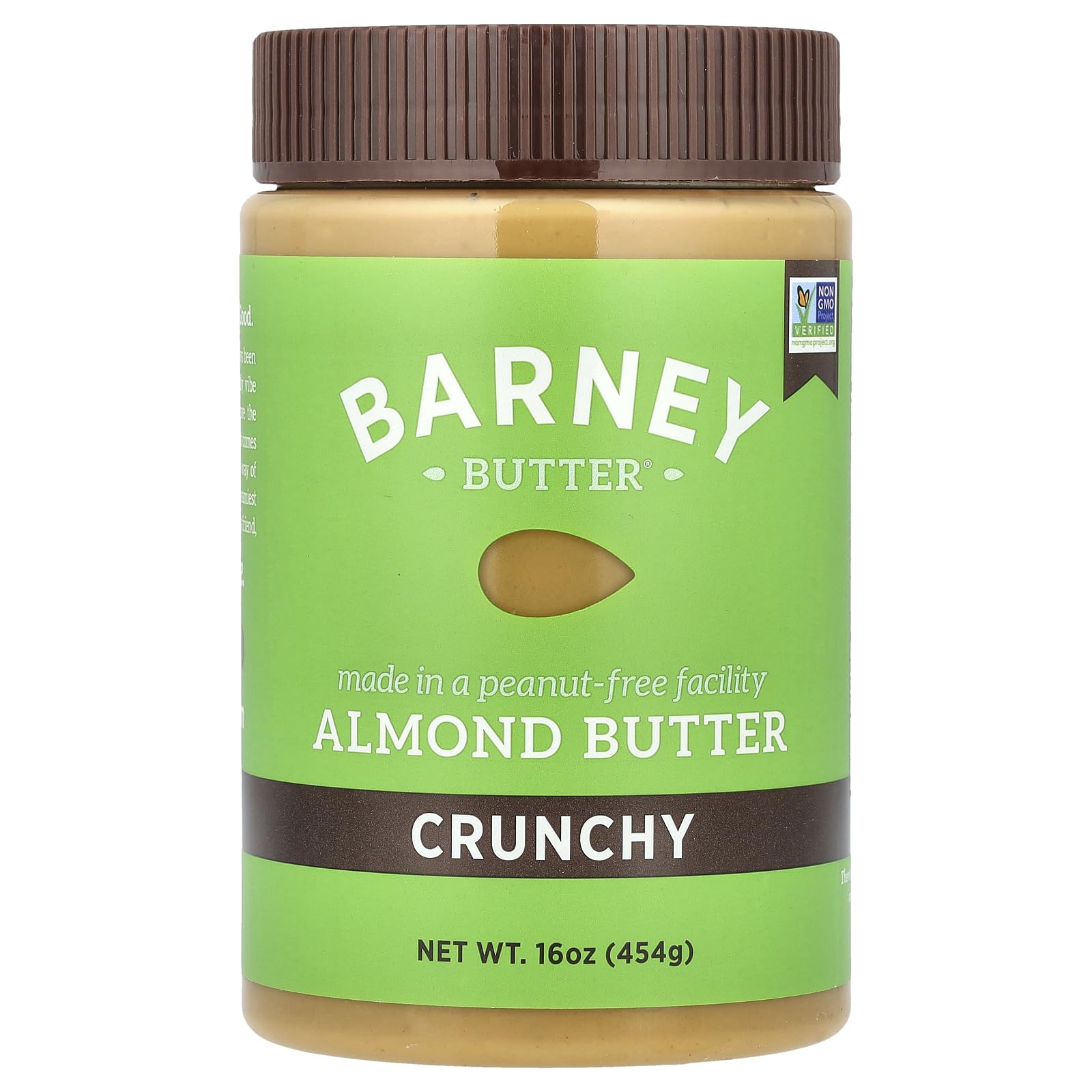 Barney Butter Crunchy Almond Butter jar shows visible almond crunch for spreads and snacks.