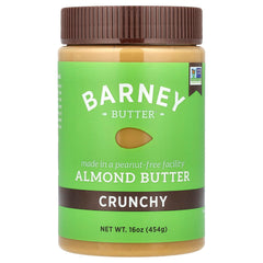 Barney Butter Crunchy Almond Butter jar shows visible almond crunch for spreads and snacks.