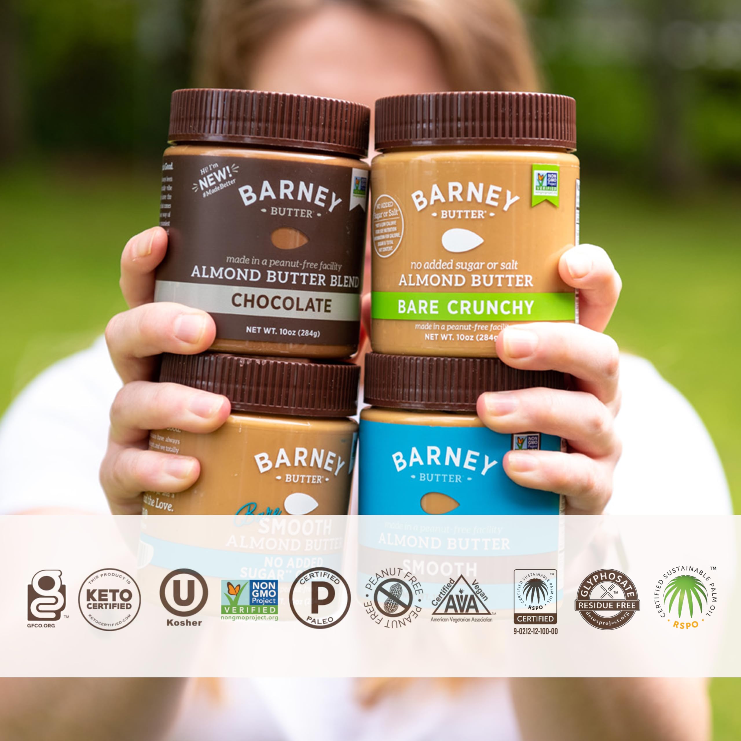 Barney Butter No added sugar and salt label emphasizing clean ingredients