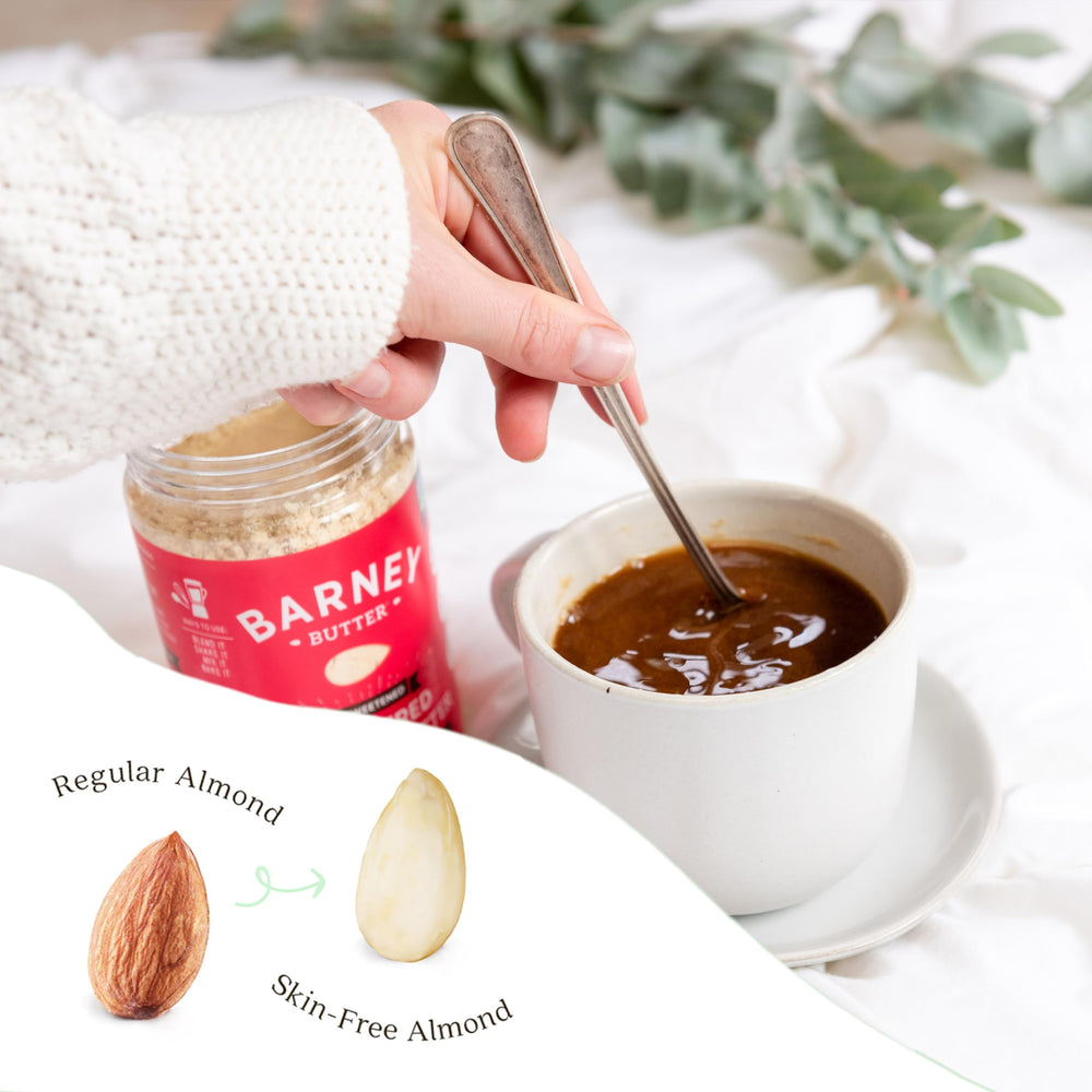 Barney Butter Powdered Almond Butter California almonds image emphasizing premium, non-GMO base.