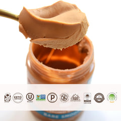 Barney Butter almond butter close-up of its creamy, smooth texture