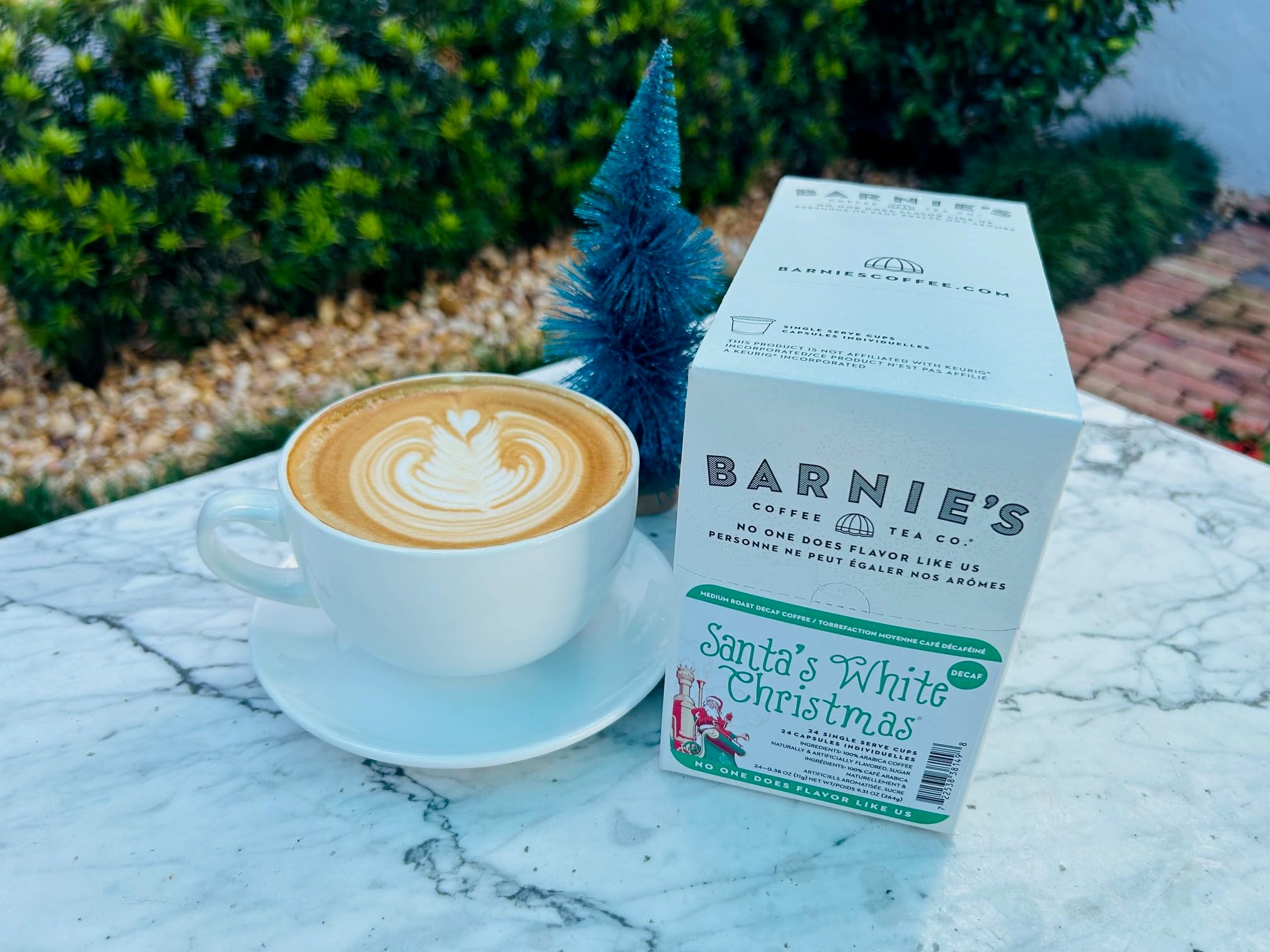 Fat-free and gluten-free Barnie’s CoffeeKitchen K-Cup labeling for mindful sips.