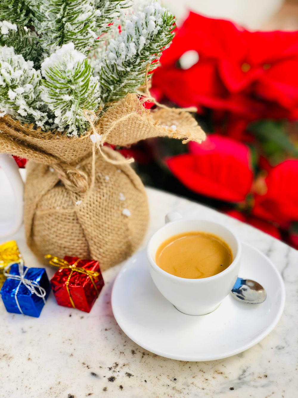 Barnie's Santa's White Christmas pod poured into cup