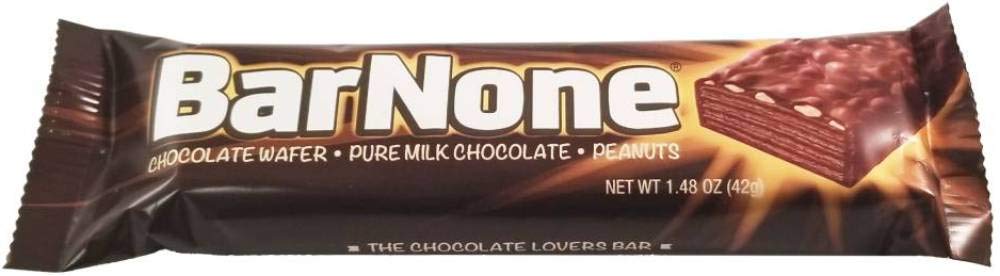 BarNone milk chocolate bar close-up showing creamy milk chocolate and crunchy wafer