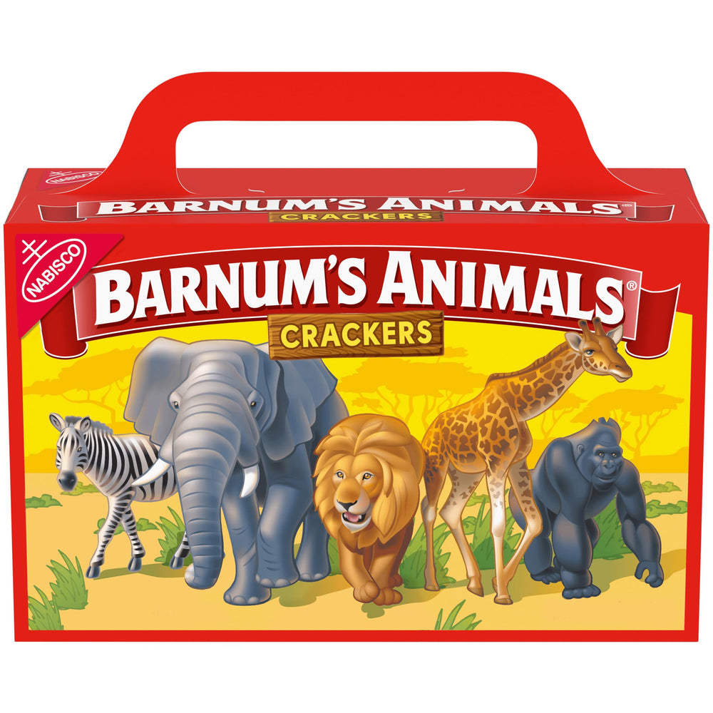 Barnum's Animals Crackers box front with circus-inspired packaging for family snacks