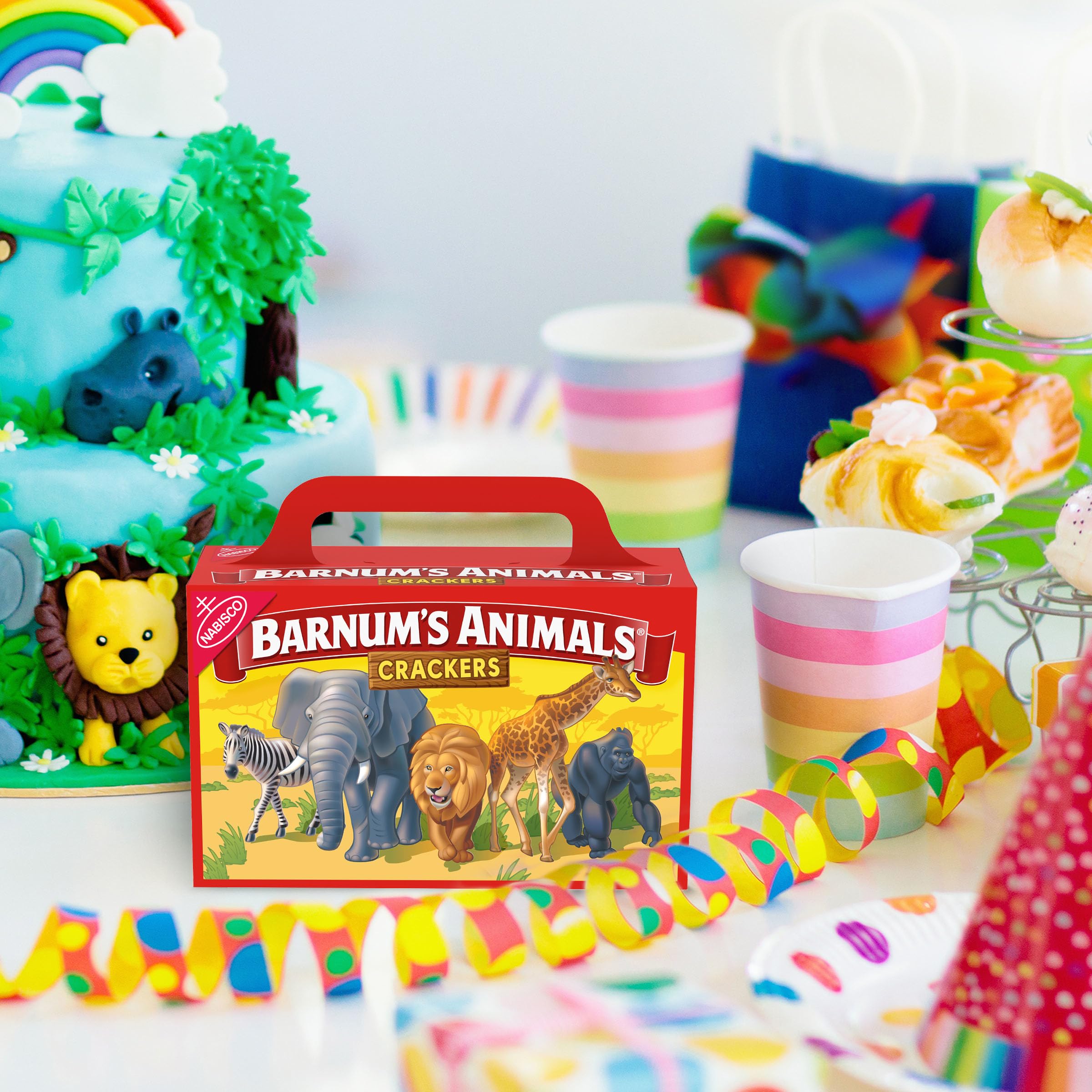 Barnum's Animals Crackers party favors featuring cute animal shapes