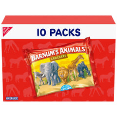 Barnum's Original Animal Crackers 10-pack box front for convenient on-the-go snacking.