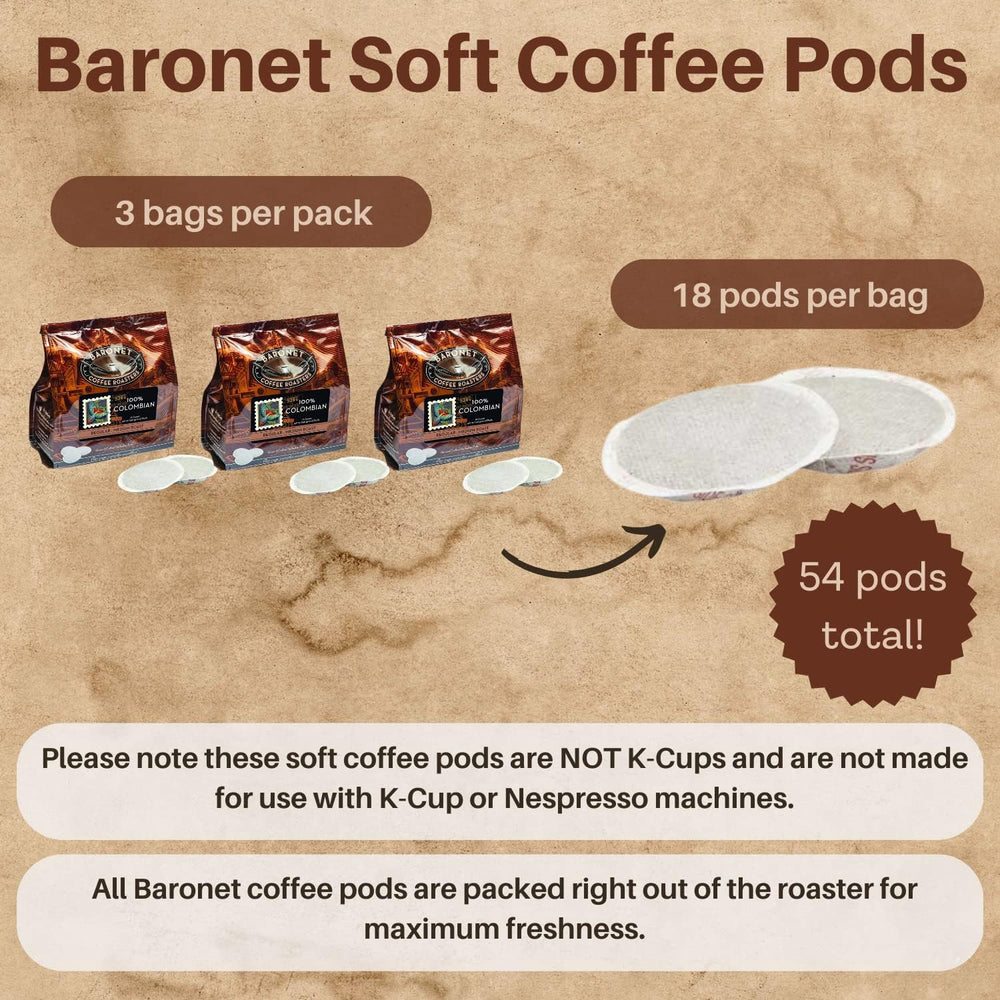 Baronet Coffee Pods eight-gram pods for consistent Senseo-style cups