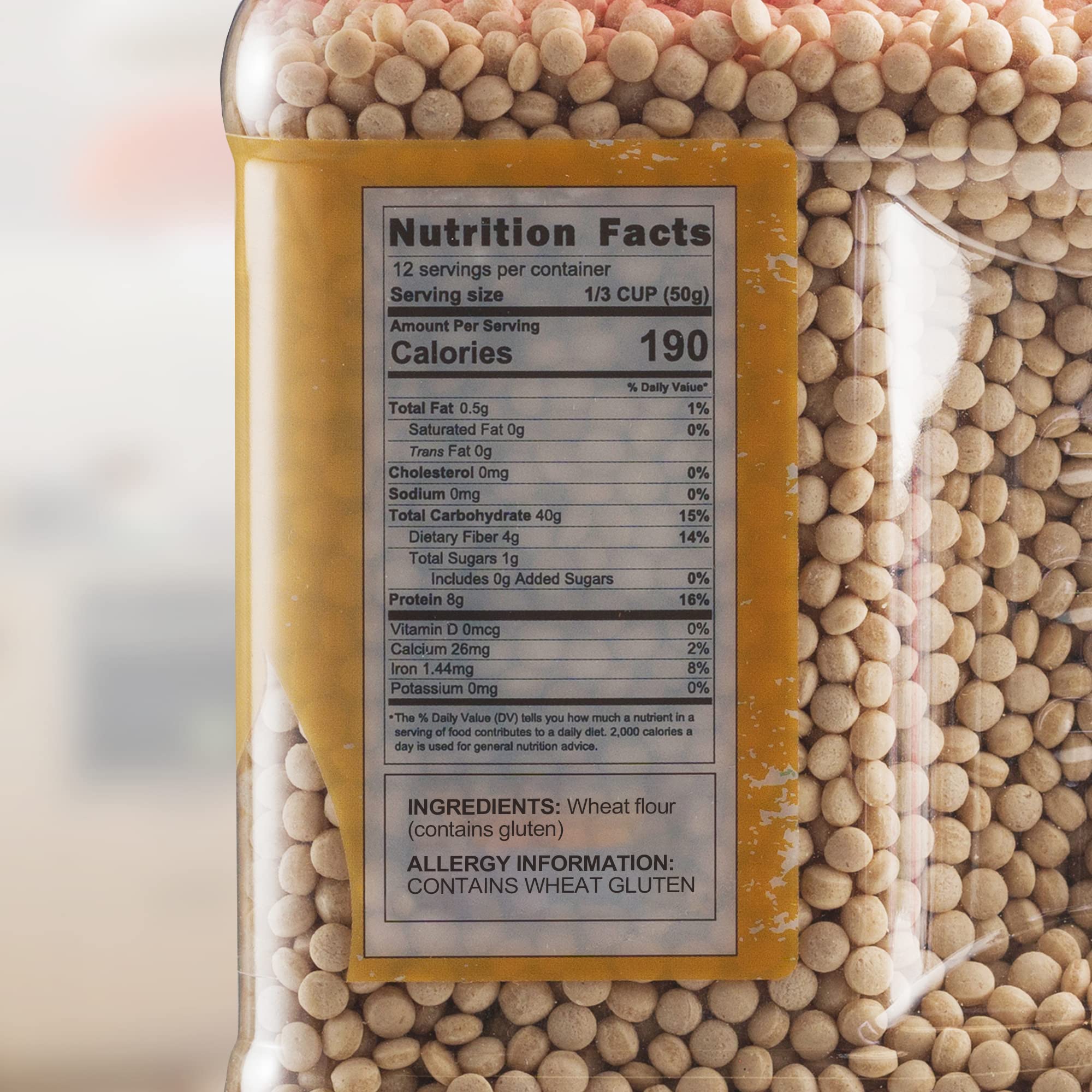 Baron's couscous jar back label close-up highlighting kosher pareve and simple ingredients.