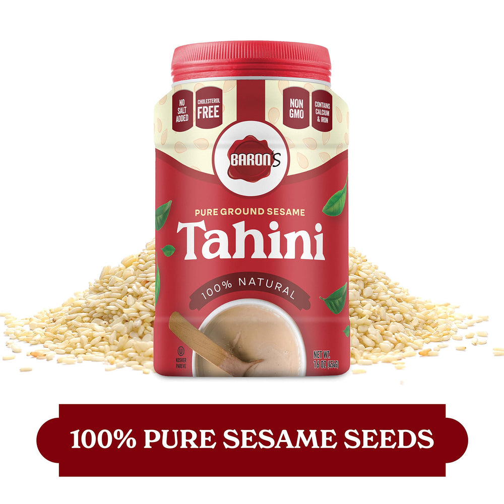 Baron's kosher paleo vegan tahini in a 16oz jar for versatile diets.