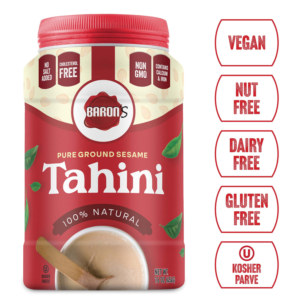 Baron's tahini used as a nutty dip base for spreads and sauces.
