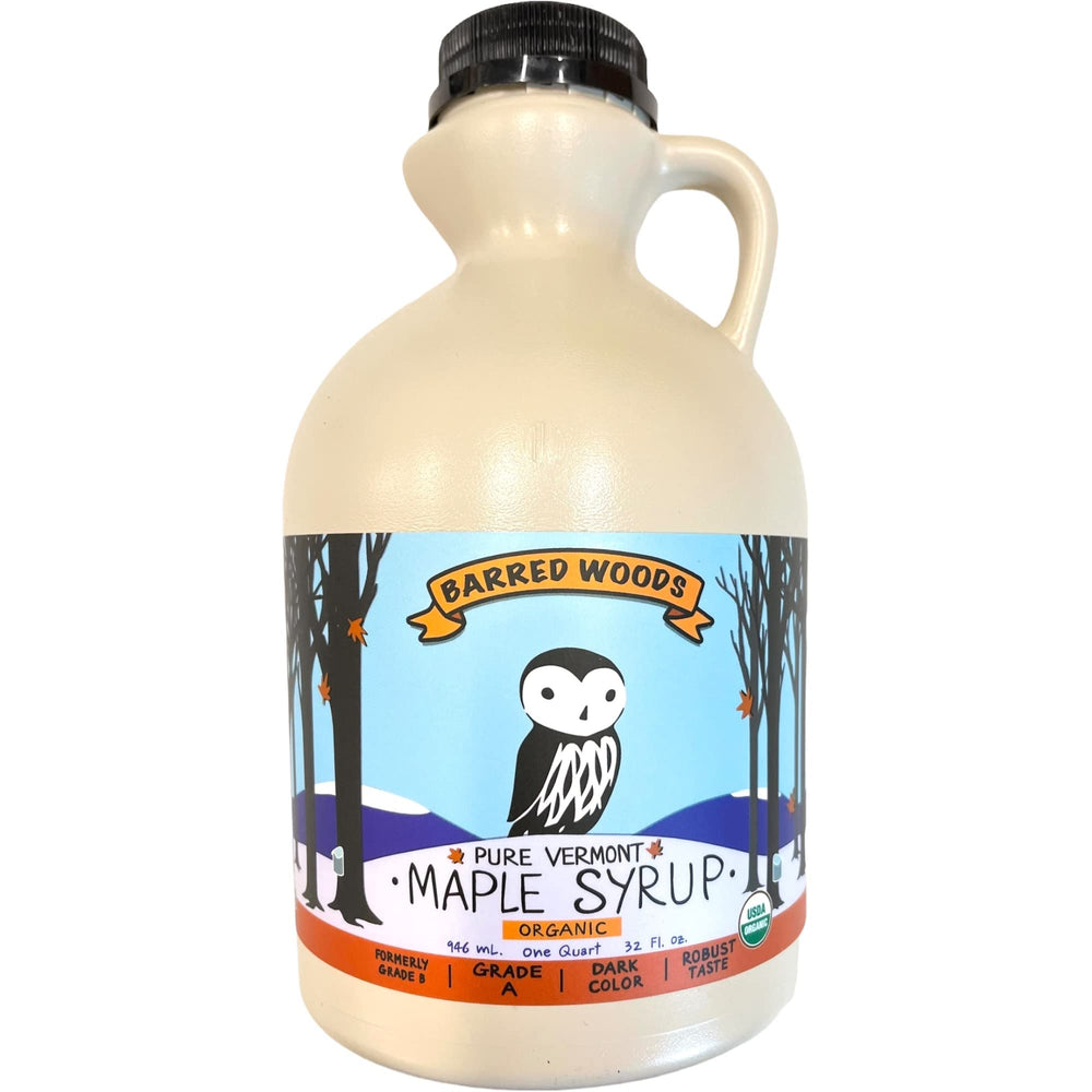 Barred Woods 32oz jug label displays USDA Organic certification and purity