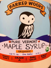 Barred Woods maple syrup bottle pour shows smooth drizzle ideal for breakfast