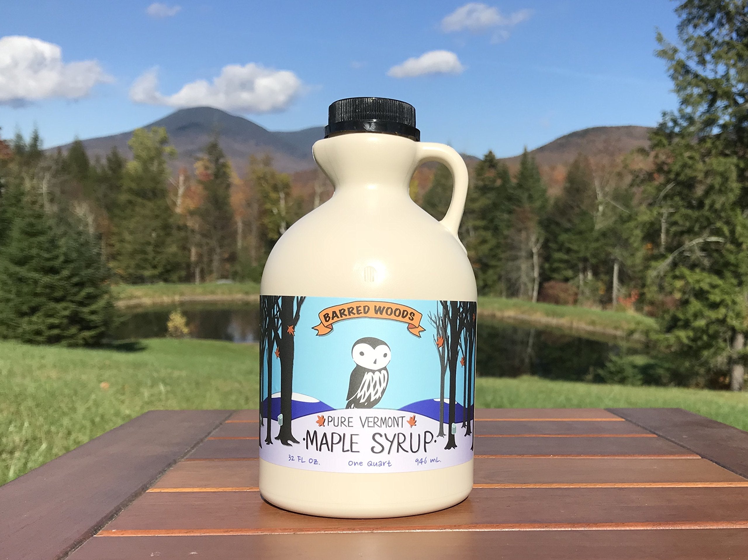 Barred Woods maple syrup packaging tamper cap emphasizes safety and freshness