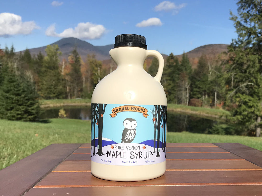 Barred Woods maple syrup packaging tamper cap emphasizes safety and freshness