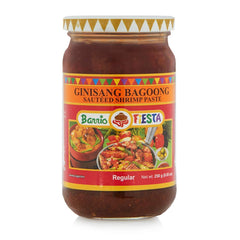 Barrio Fiesta Ginisang Bagoong bottle highlights ready-to-use flavor base for quick sautéed dishes.